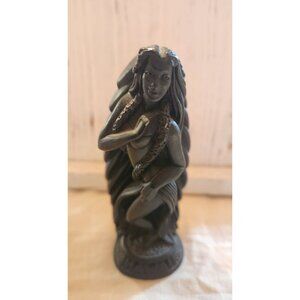 Coco joe Hawaiian Hula Girl Souvenir Figurine 5" Hawaii Black Statue
